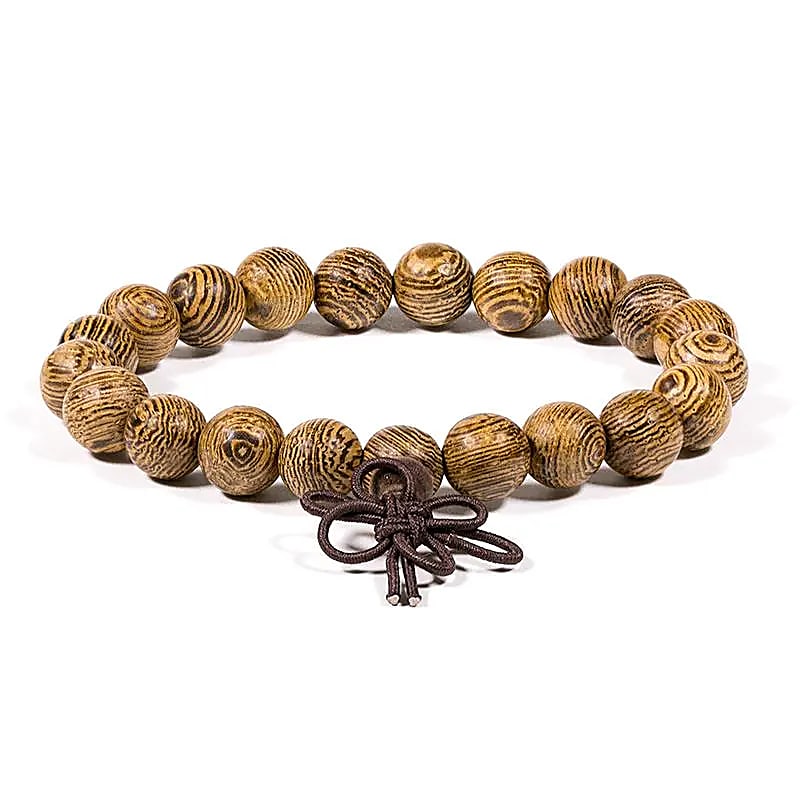 SIMPLE TIBETAN PRAYER~bracciale Japamala elastico in legno di sandalo, 21 perle
