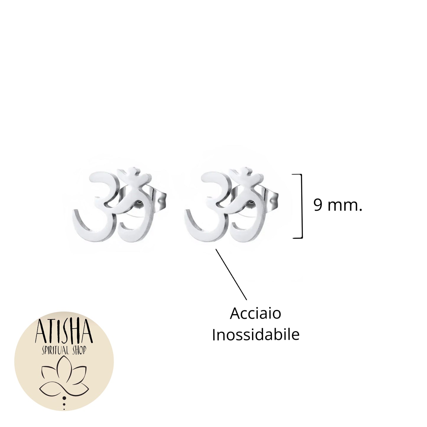 MANI ~ Orecchino a lobo ~ ACCIAIO INOSSIDABILE ~ con sillaba OM