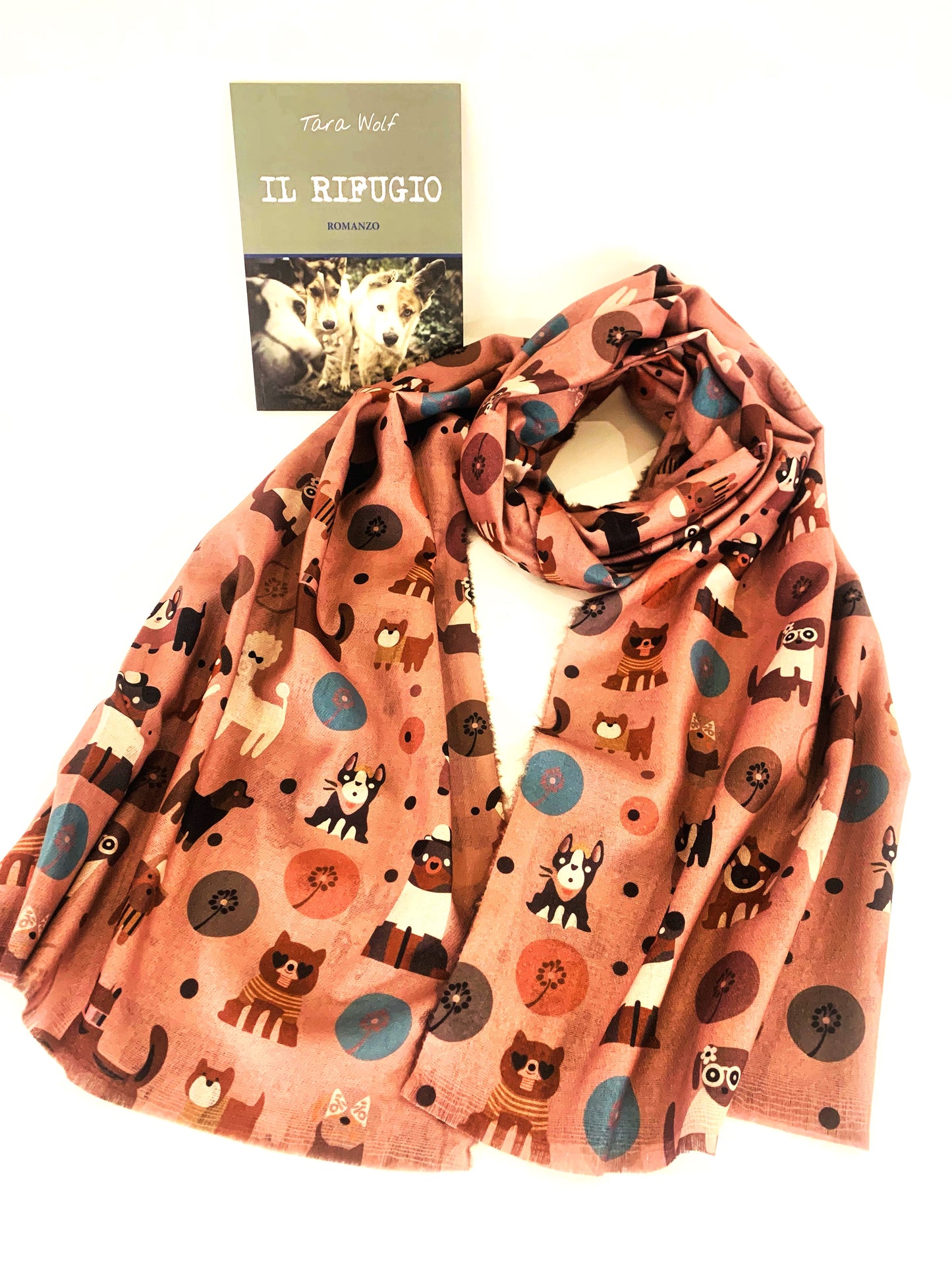 DOGGY SHAWL - Sciarpa 100% ~ Double face con cagnolini ~ tipo Pashmina