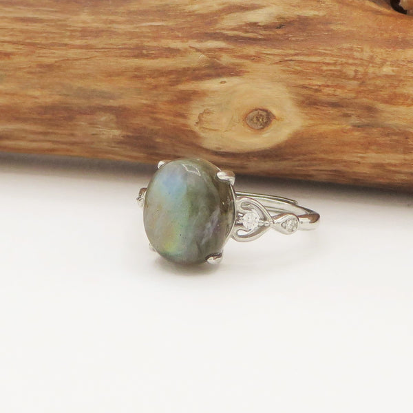 NYMA ~ Anello regolabile in Labradorite naturale