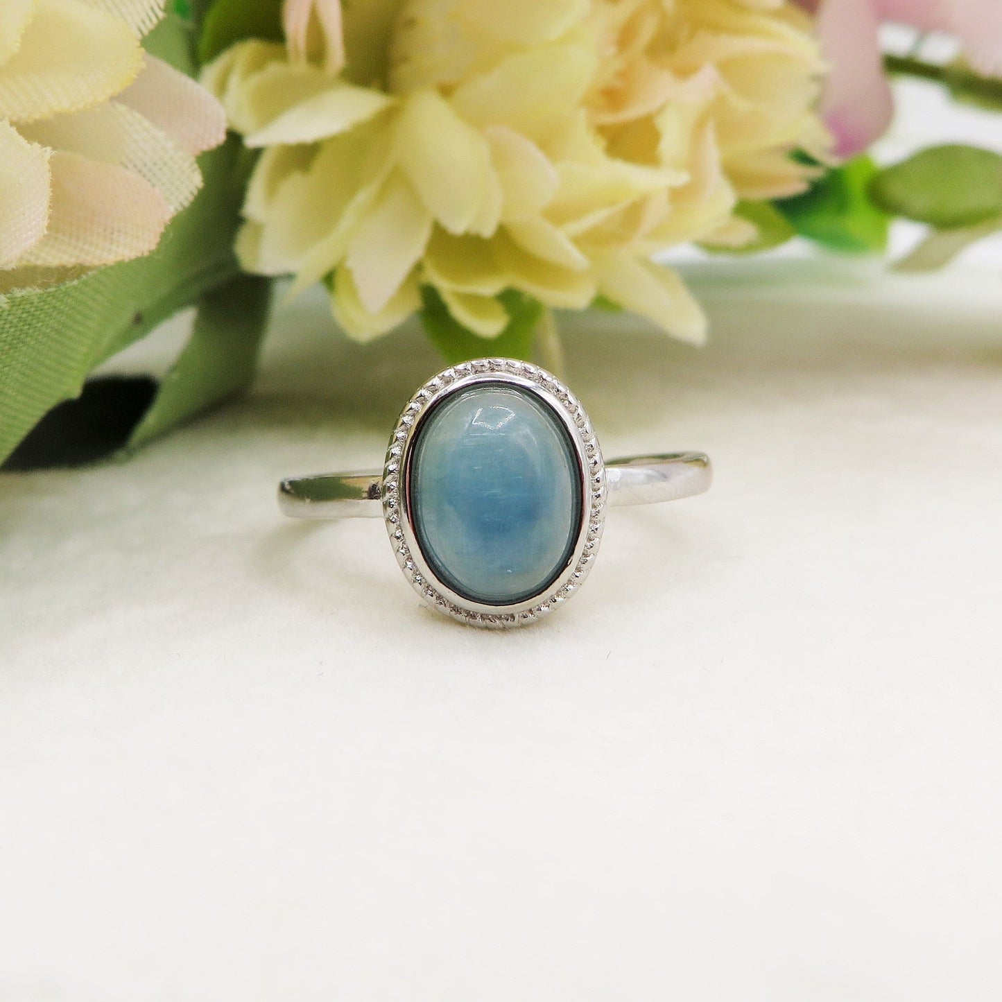 WATER NILAMANI ~ Anello regolabile in CIANITE verde - blu