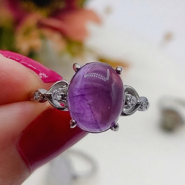 SAMATHA ~ Anello regolabile in Ametista naturale