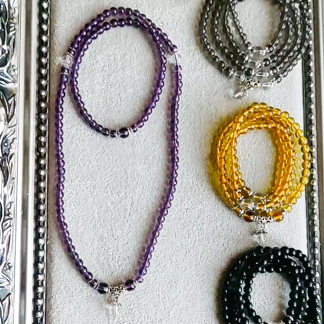PRISHA ~ Bracciale - Collana JAPAMALA 108 grani in cristallo