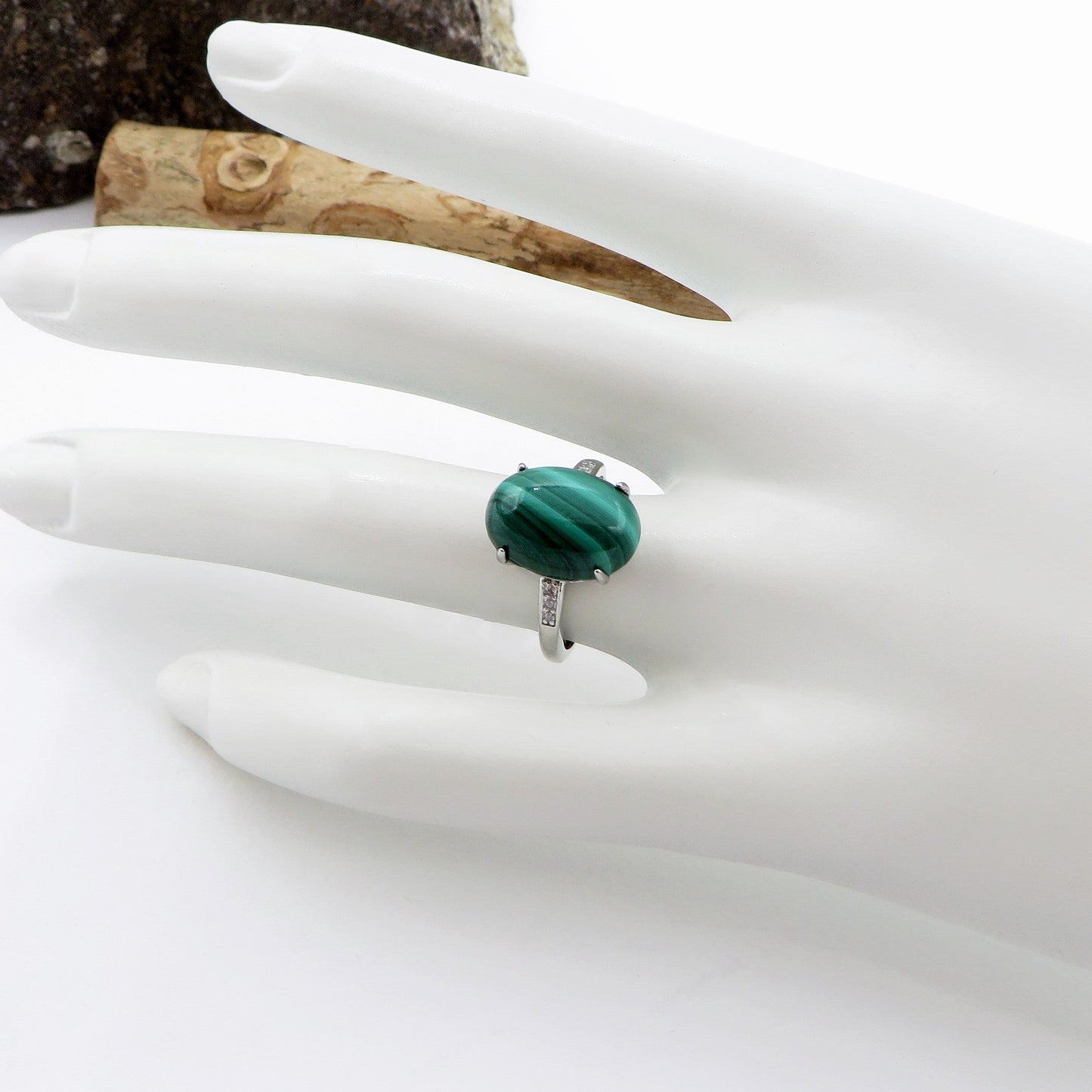 HARIAL XL ~ Anello regolabile in MALACHITE naturale