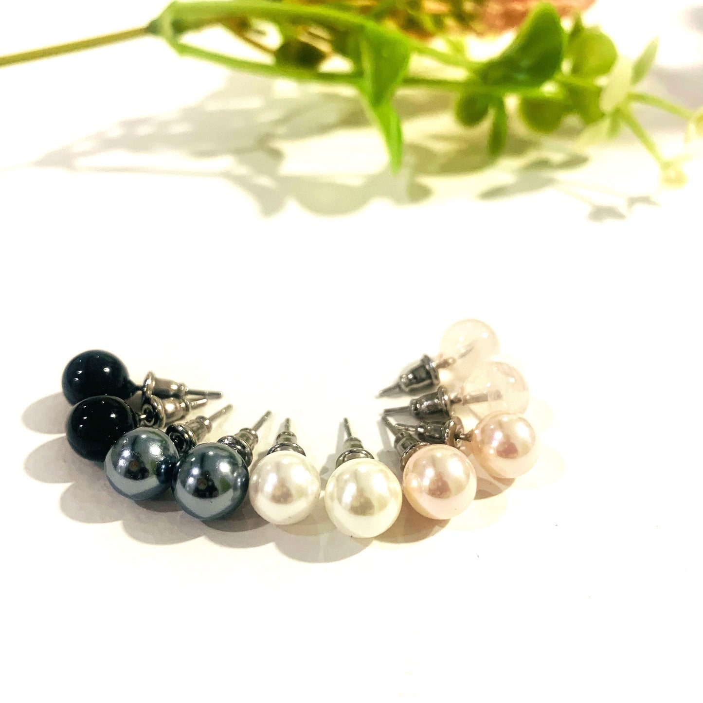 Sei Heki Studs ~ ORECCHINI a lobo in Acciaio Inossidabile con pietre naturali