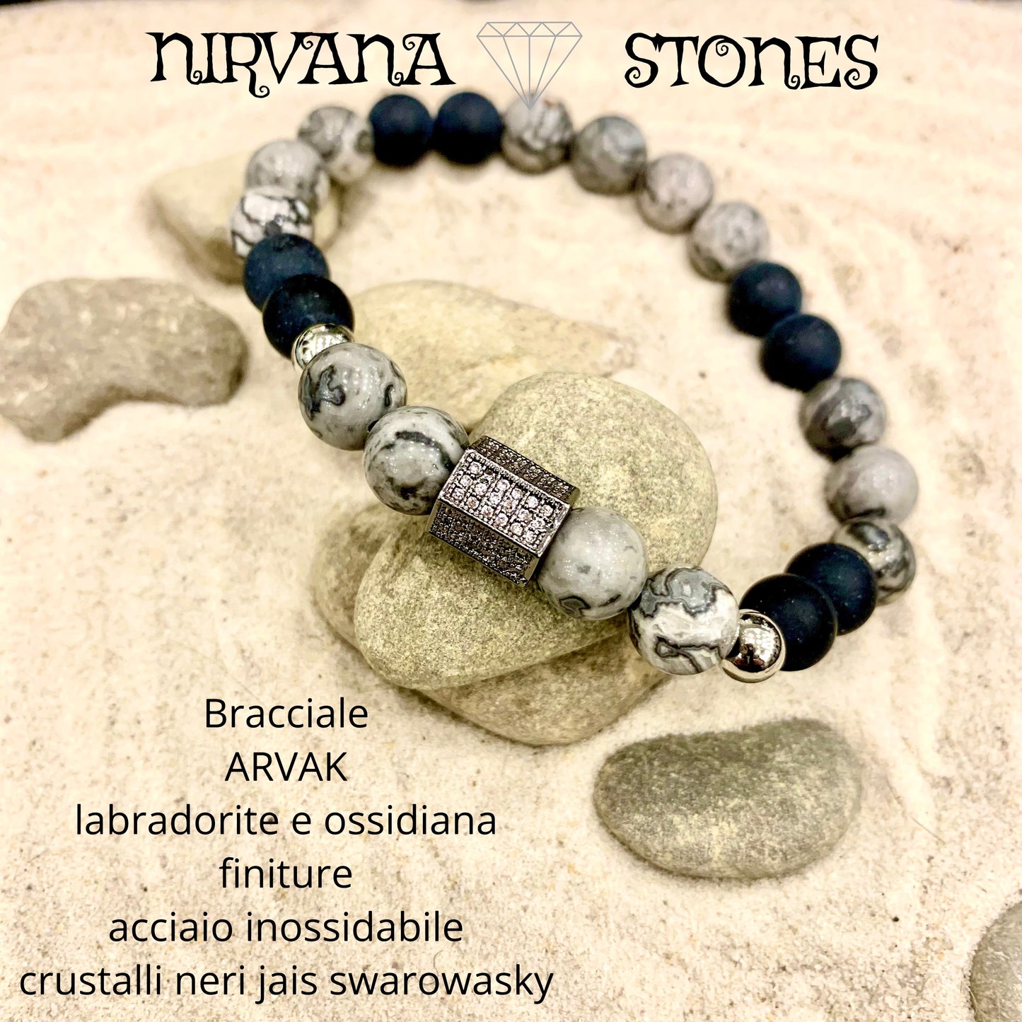 ARVAK ~ Bracciale elastico pietre dure naturali