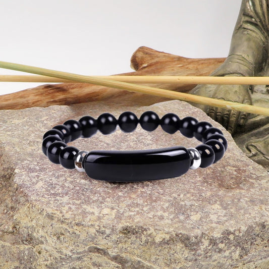 DOLMA Bracciale elasticizzato OSSIDIANA NERA