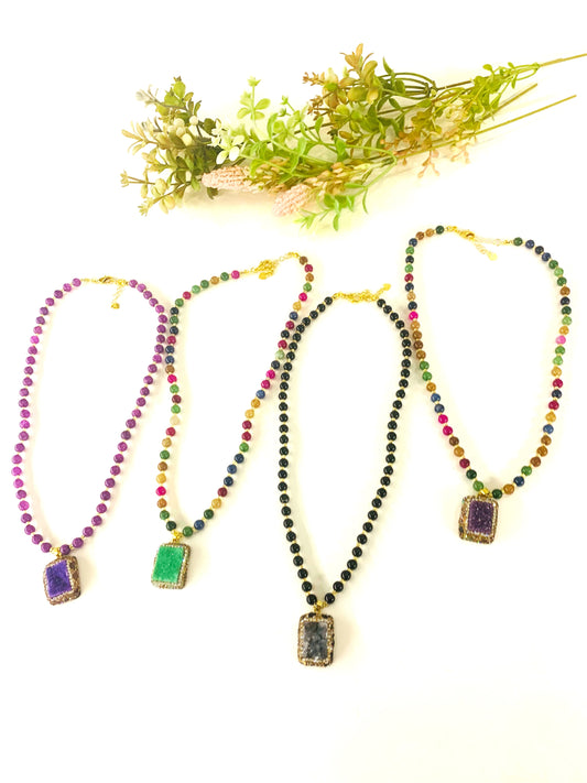 ISANA DRUSA RECTANGLE  ~ COLLANA ~ QUARZO NATURALE