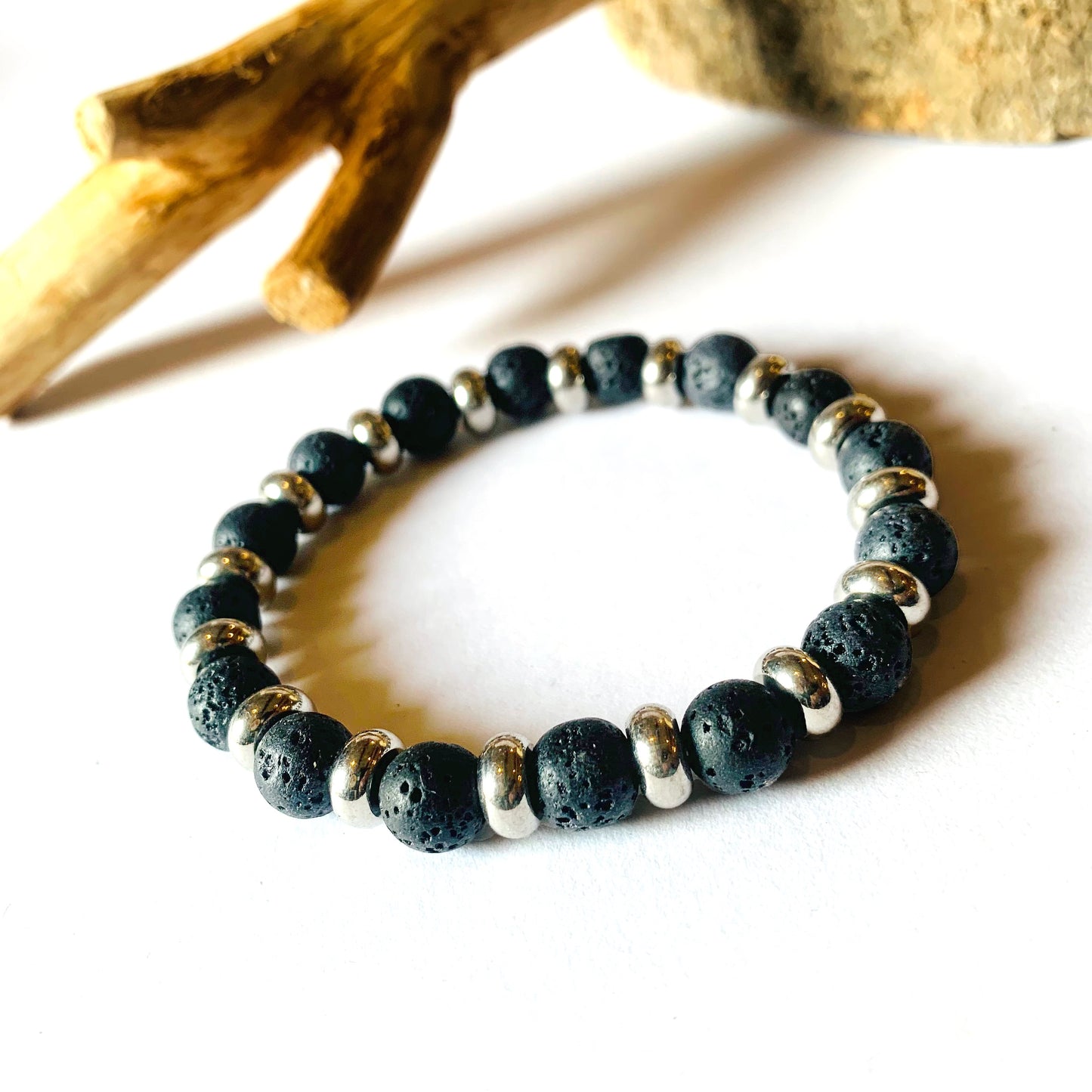 SHAMADI BRACCIALE ~ In pietra dura naturale e anelline acciaio inossidabile