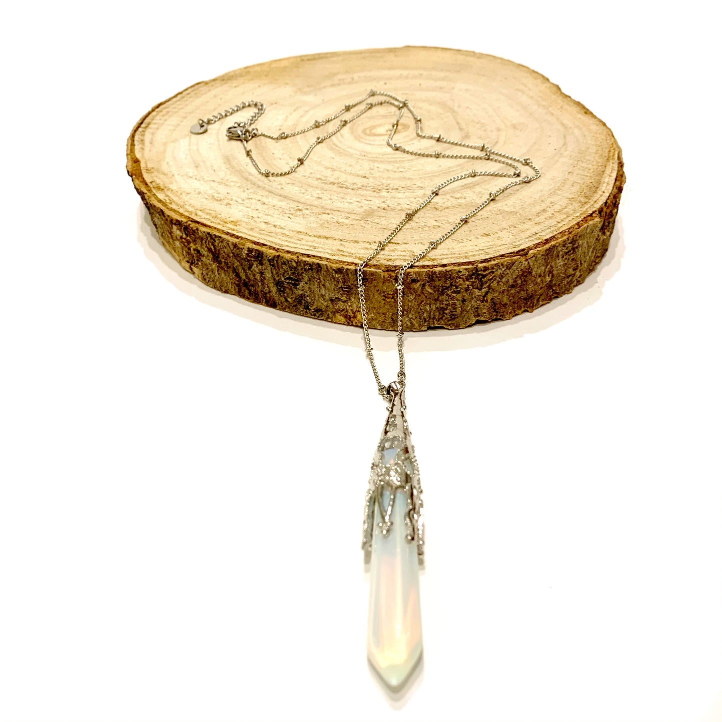 MUDRA~ COLLANA IN ACCIAIO CON CIONDOLO IN PIETRA DURA NATURALE