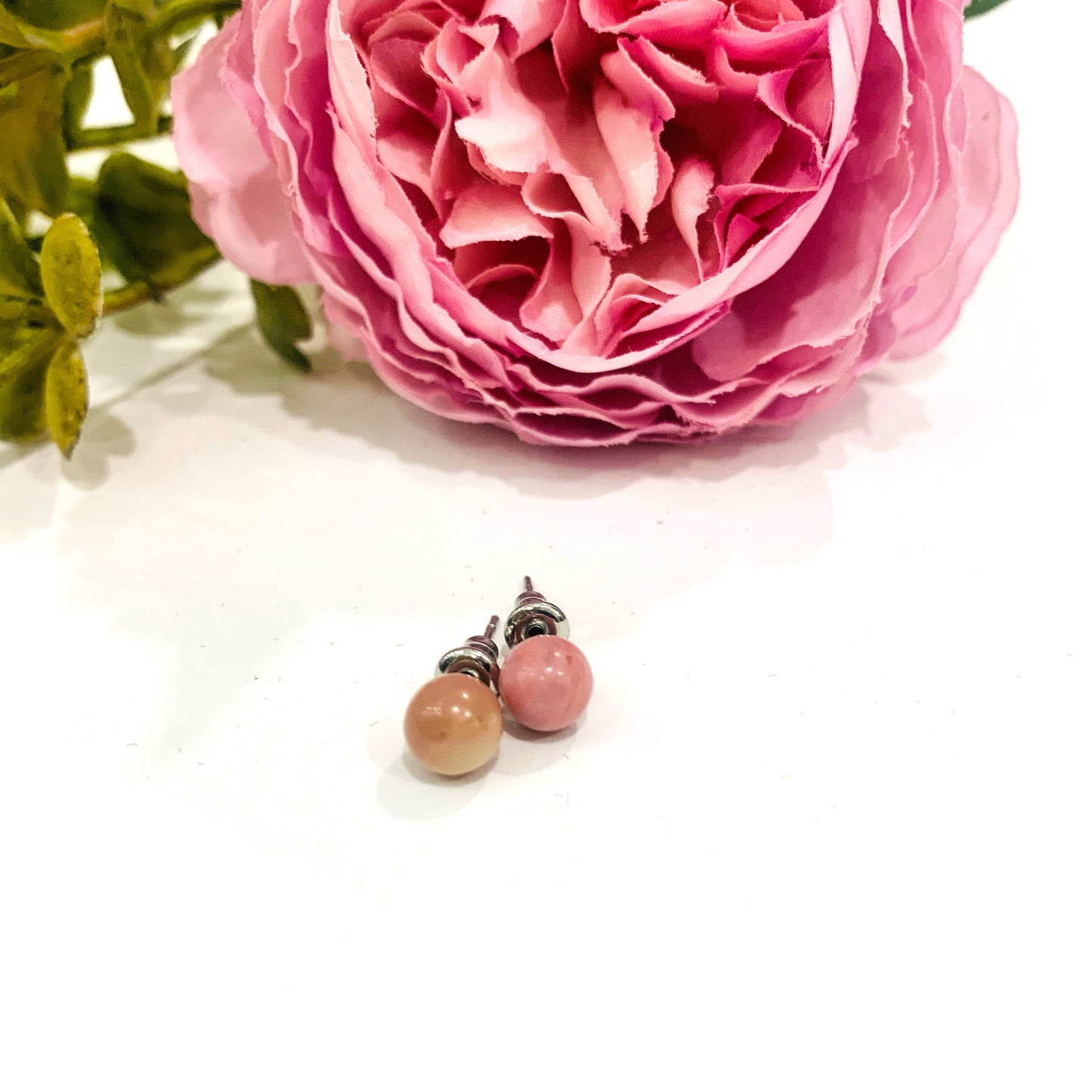 Sei Heki Studs ~ ORECCHINI a lobo in Acciaio Inossidabile con pietre naturali