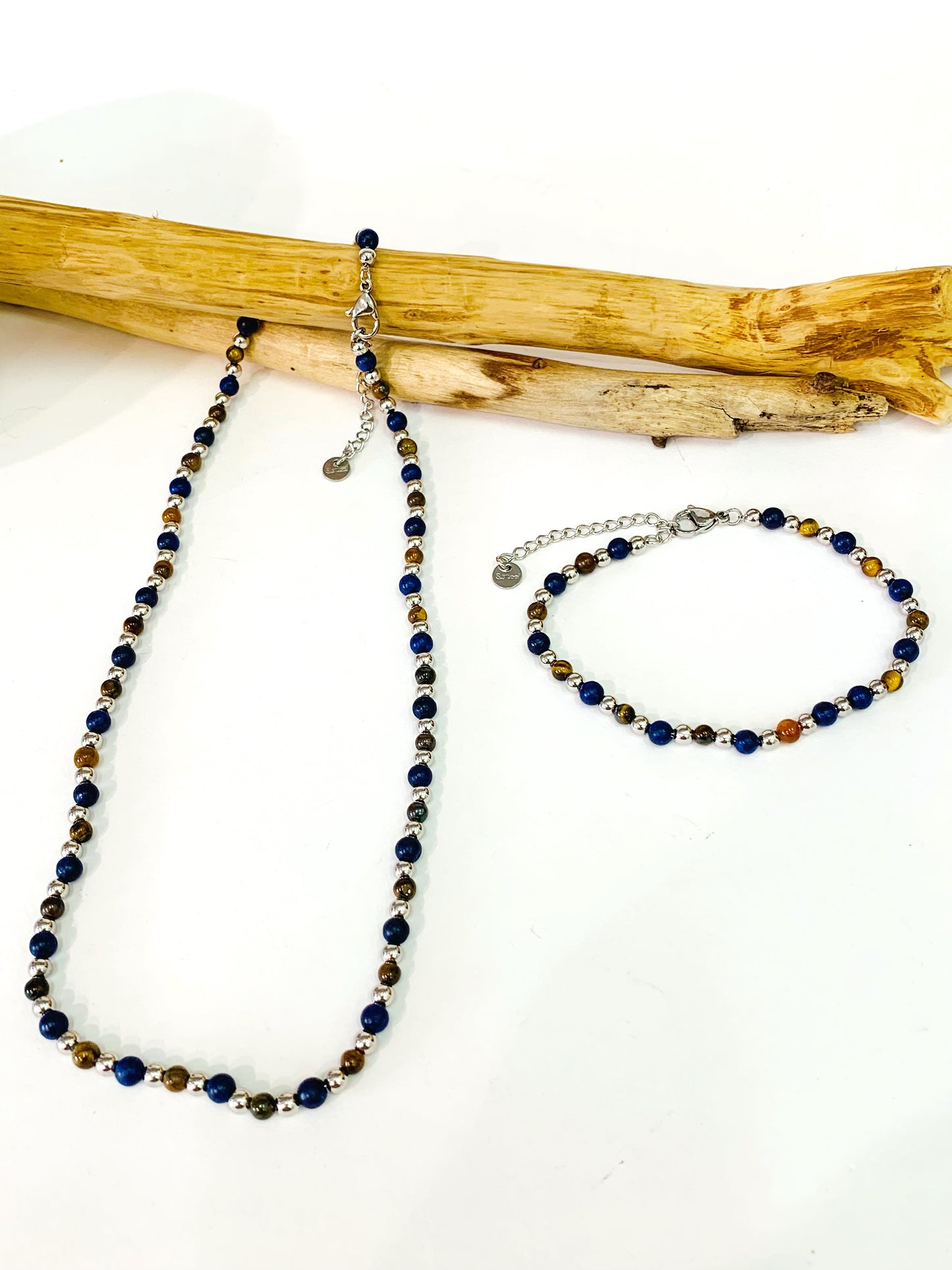 APARNA ~ Bracciale unisex bicolore in PIETRE DURE NATURALI + acciaio inossidabile (Copia)