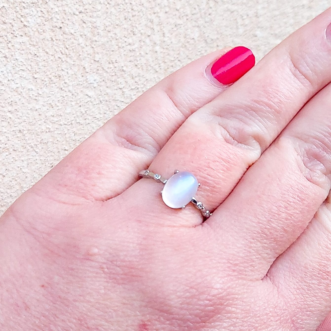 DEVA ~ Anello regolabile in Pietra di Luna - Moon Stone naturale