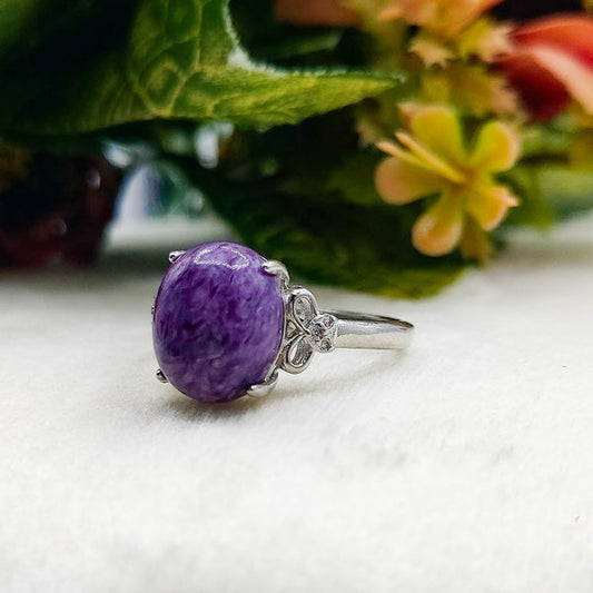CHAIYA ~ Anello regolabile in Charoite naturale
