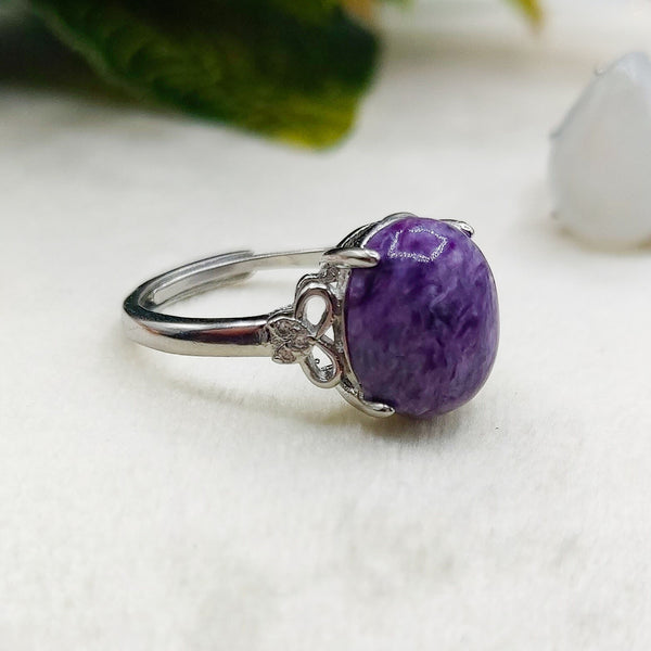 CHAIYA ~ Anello regolabile in Charoite naturale