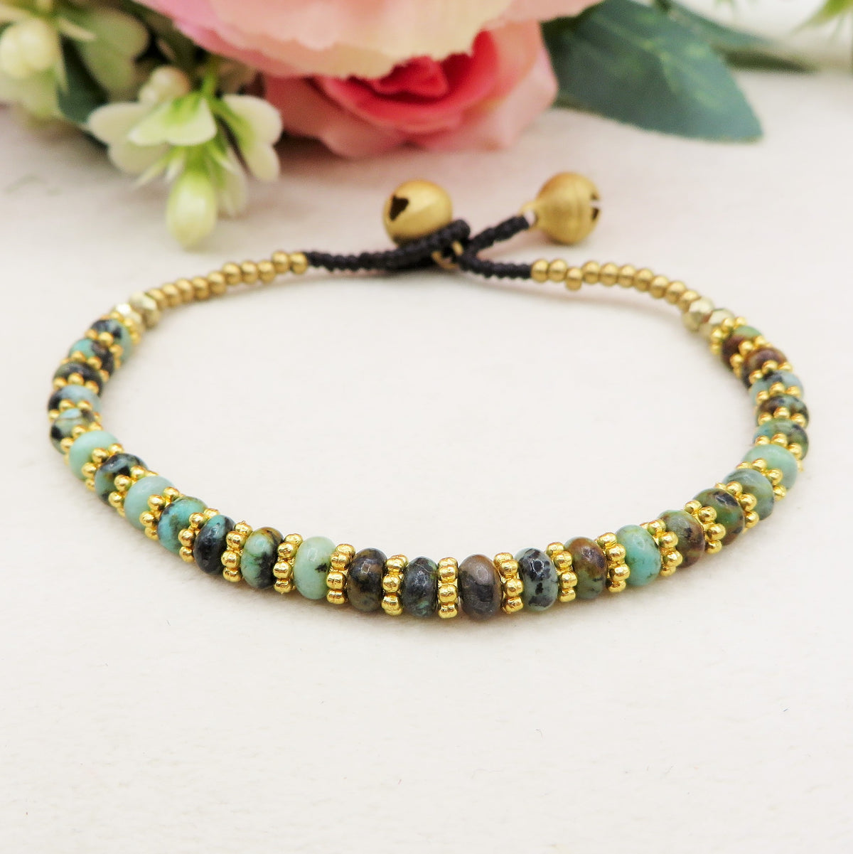 TENZIN ~ BRACCIALE TIBETANO IN PIETRE DURE NATURALI con accessori etnici