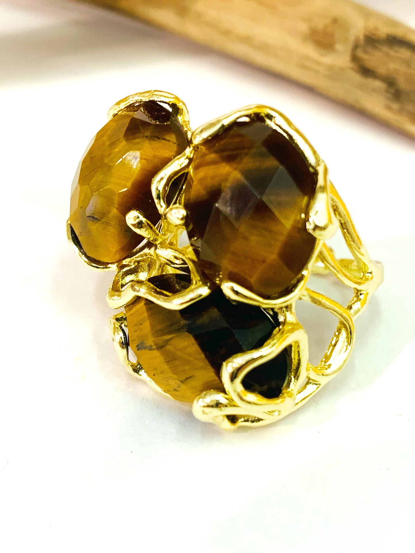 YIN E YANG  ~ anello vintage ~ con PIETRE DURE NATURALI ~ design fluido e artistico ~