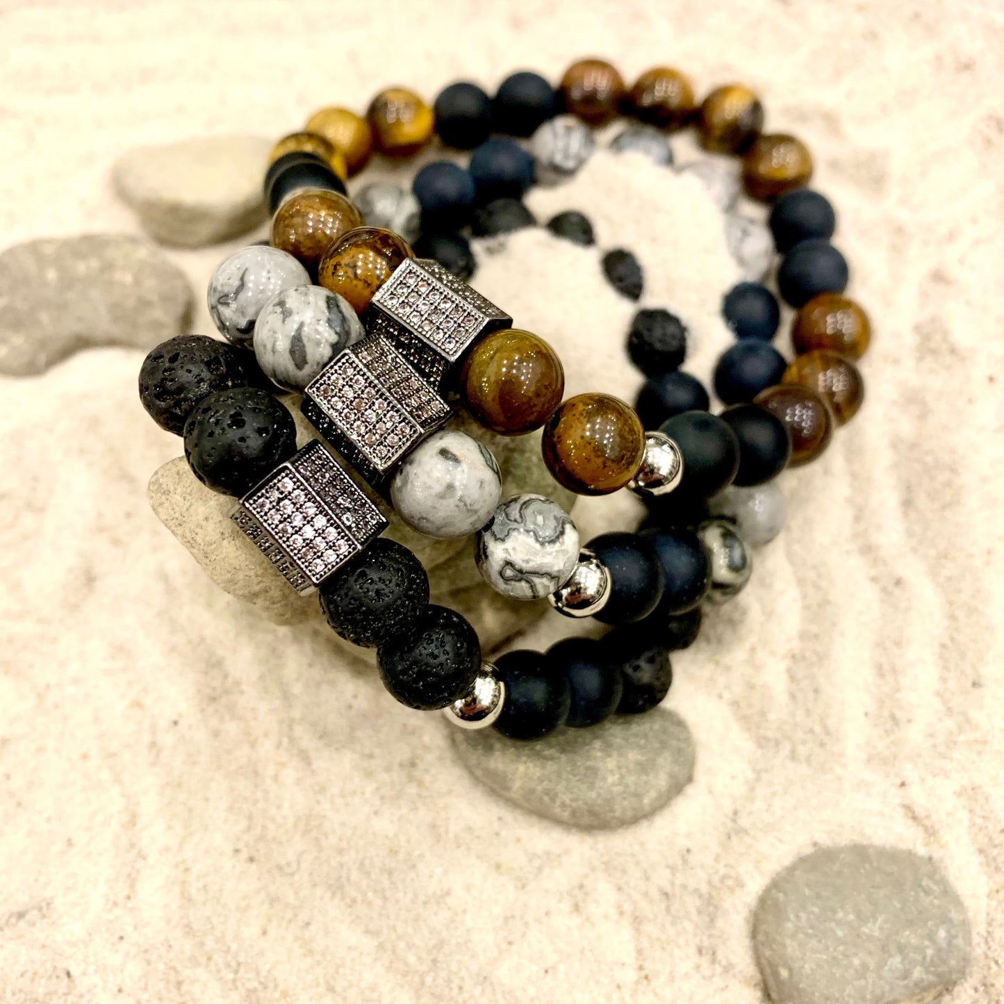 ARVAK ~ Bracciale elastico pietre dure naturali