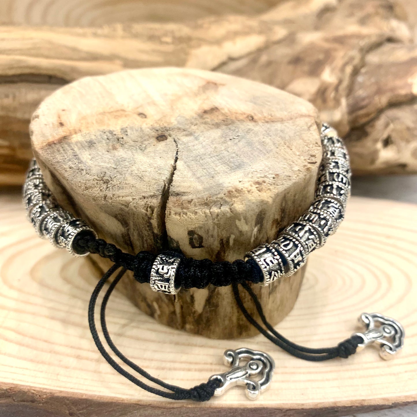 MANA ~ Bracciale ACCIAIO INOSSIDABILE ~ Shambala con mantra Om Mani Padme Hum