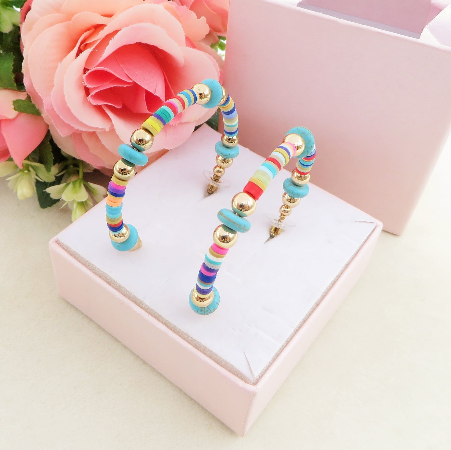 BIG HOOPS 7 CHAKRAS ~ ORECCHINI in Acciaio Inossidabile con pietre naturali