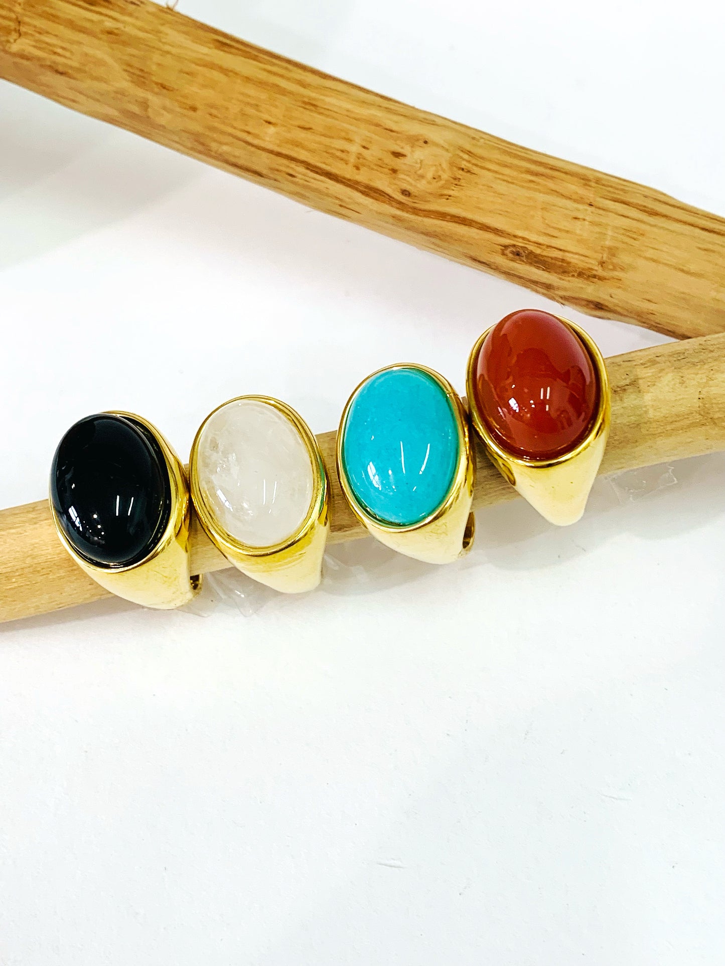 CABOCHON ~ ANELLO IN PIETRA DURA NATURALE e ACCIAIO 316L