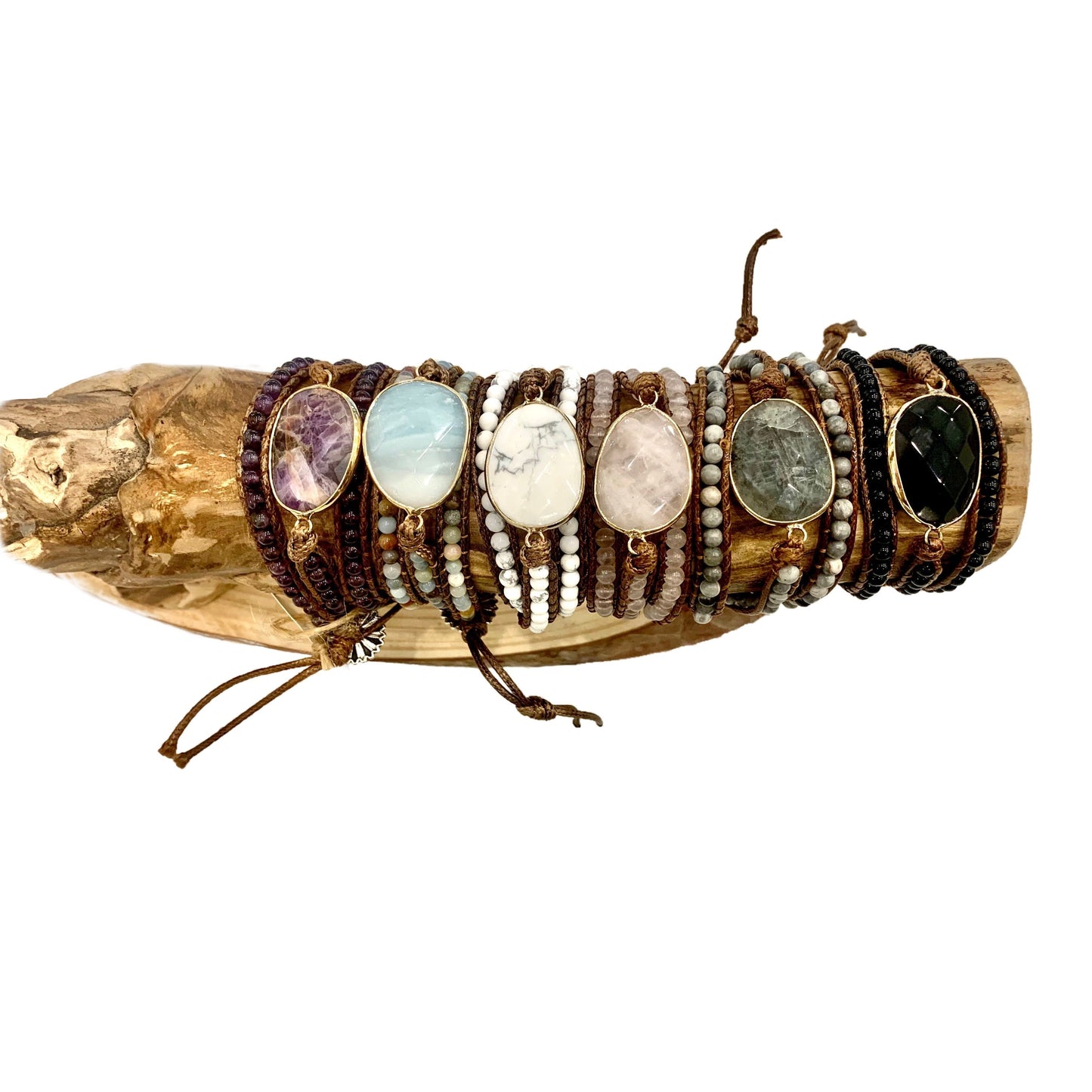 ŚAKTI ~ PURE ENERGY LABRADORITE ~ bracciale avvolgente triplo giro in pietre naturali ~