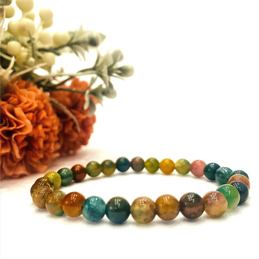 INDIAN DREAMS AGATA INDIANA ~ STABILITÀ ~ PACE INTERIORE ~ ARMONIA ~ BRACCIALE ELASTICIZZATO IN PIETRA DURA NATURALE