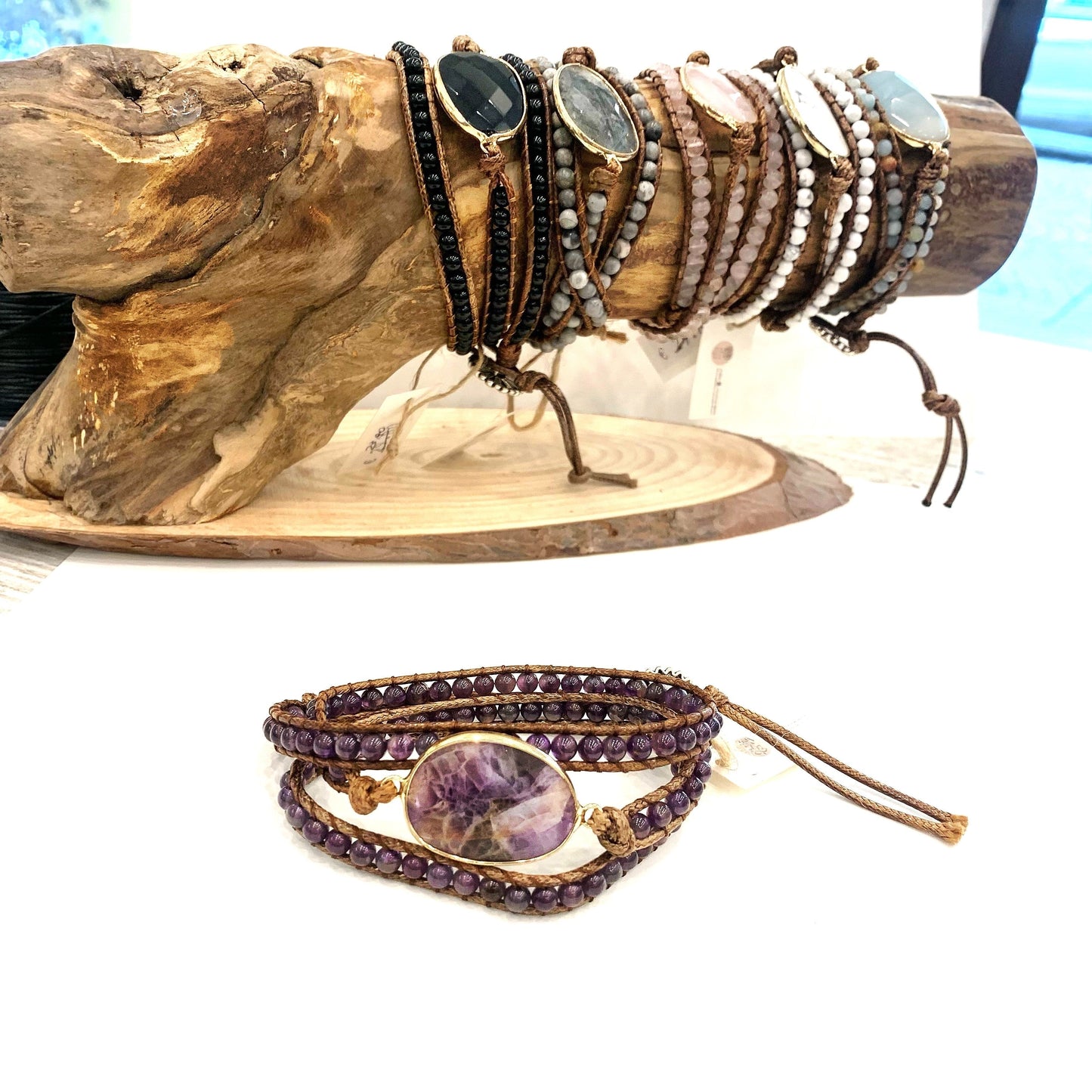 ŚAKTI ~ PURE ENERGY LABRADORITE ~ bracciale avvolgente triplo giro in pietre naturali ~
