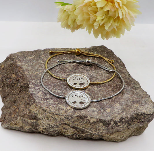 TREE OF LIFE MADREPERLA BRACCIALE~ ALBERO DELLA VITA COLLANA in acciaio inossidabile 316L ~ Ciondolo in madreperla e zirconi
