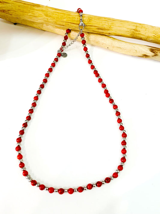 APARNA ~ Collana unisex bicolore in PIETRE DURE NATURALI + acciaio inossidabile