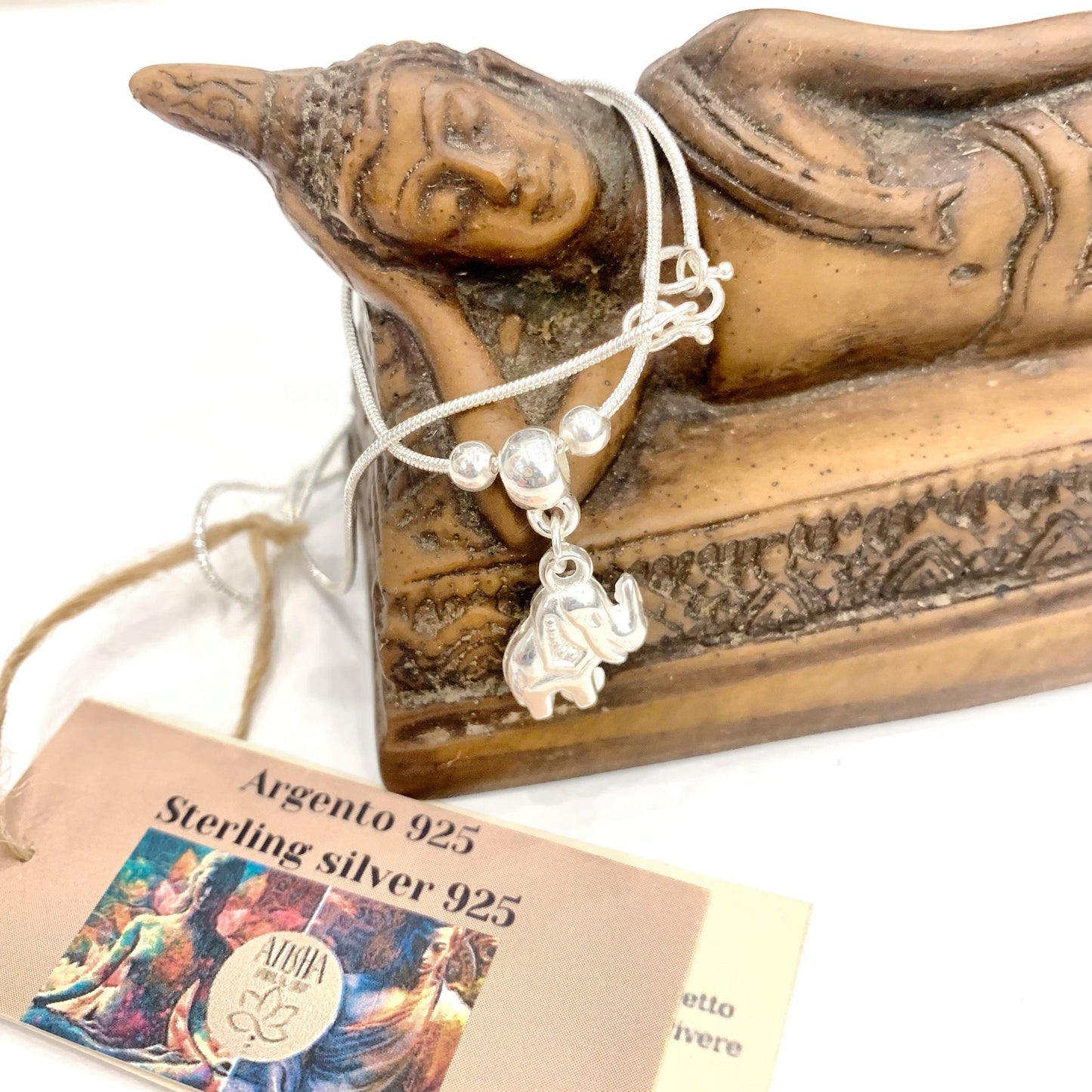 ELEPHANT THAI  COLLANA ETNICA THAI CON CIONDOLO ELEFANTE IN ARGENTO STERLING 925