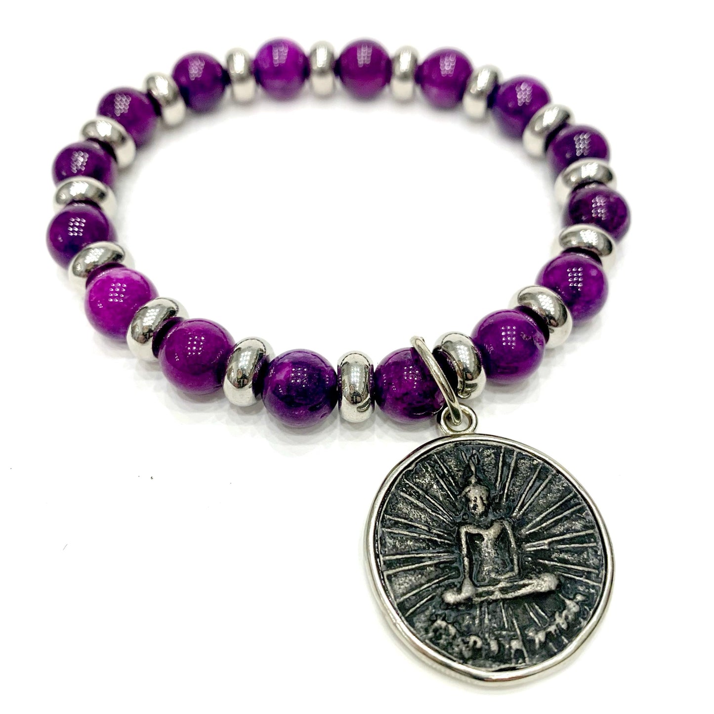 ARYA MULTICOLOR PIETRA ~ 7 CHAKRA  ~ COLLANA IN PIETRE DURE NATURALI con ciondolo BUDDHA miniatura