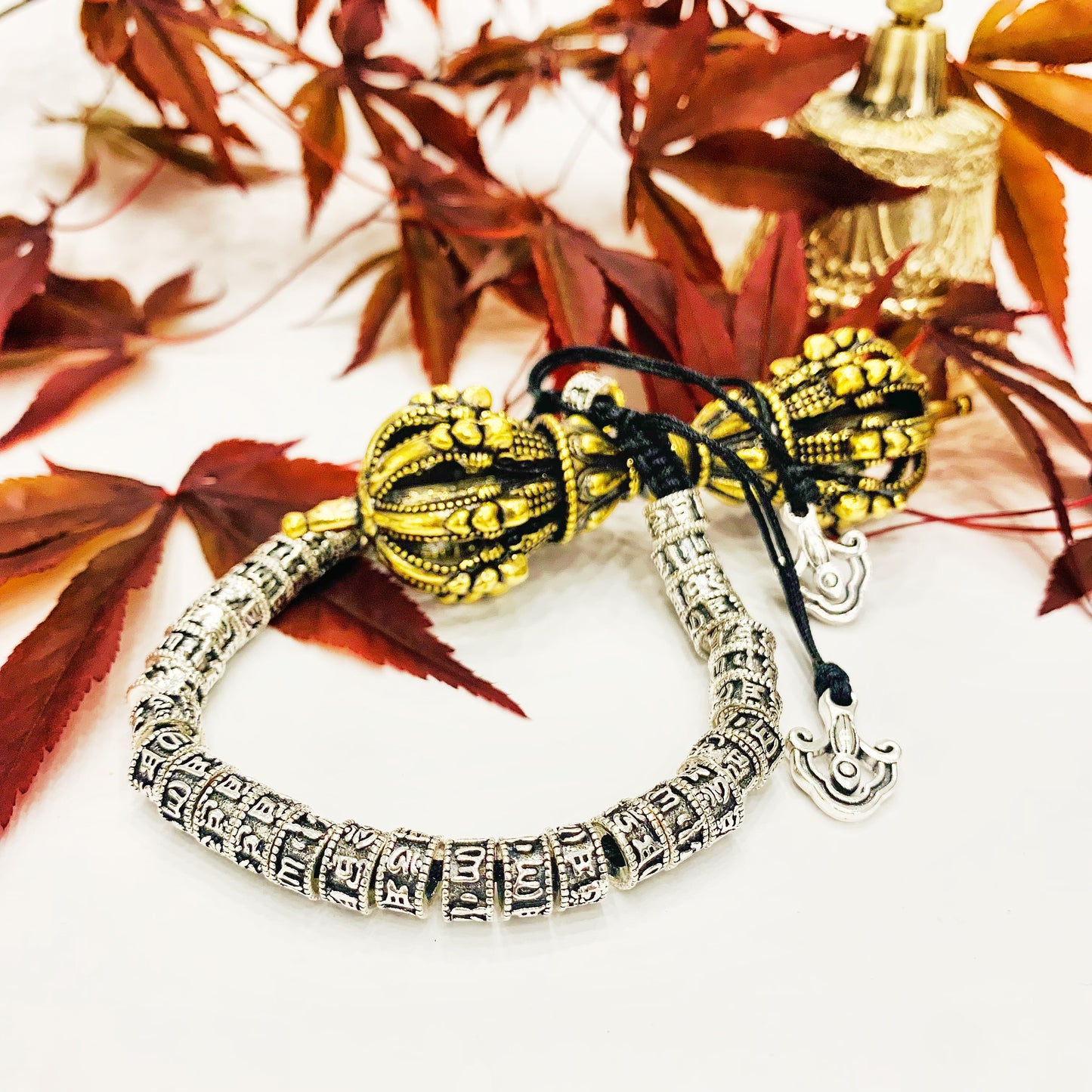MANA ~ Bracciale ACCIAIO INOSSIDABILE ~ Shambala con mantra Om Mani Padme Hum