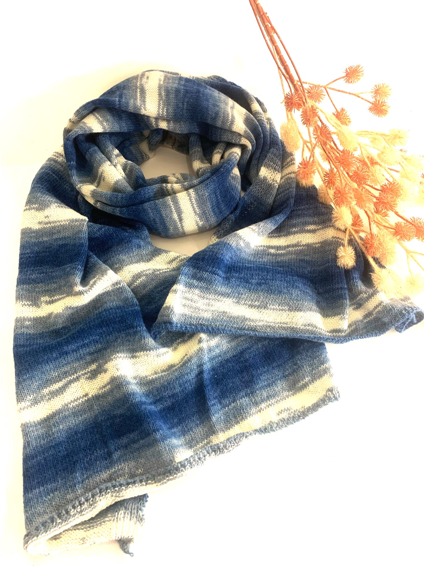 Tricot scarf - Sciarpa fatta a mano, colori sfumati e naturali