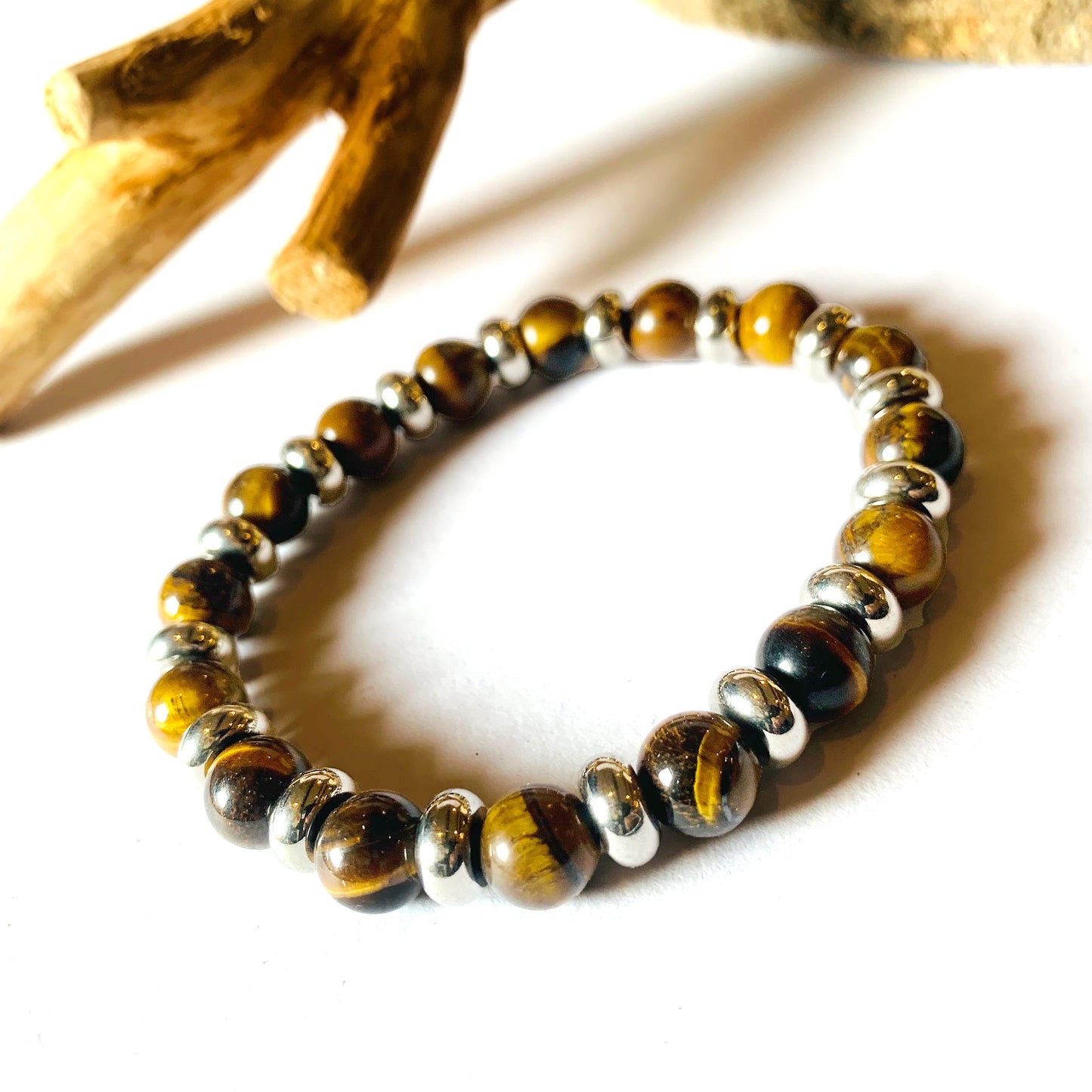 SHAMADI BRACCIALE ~ In pietra dura naturale e anelline acciaio inossidabile