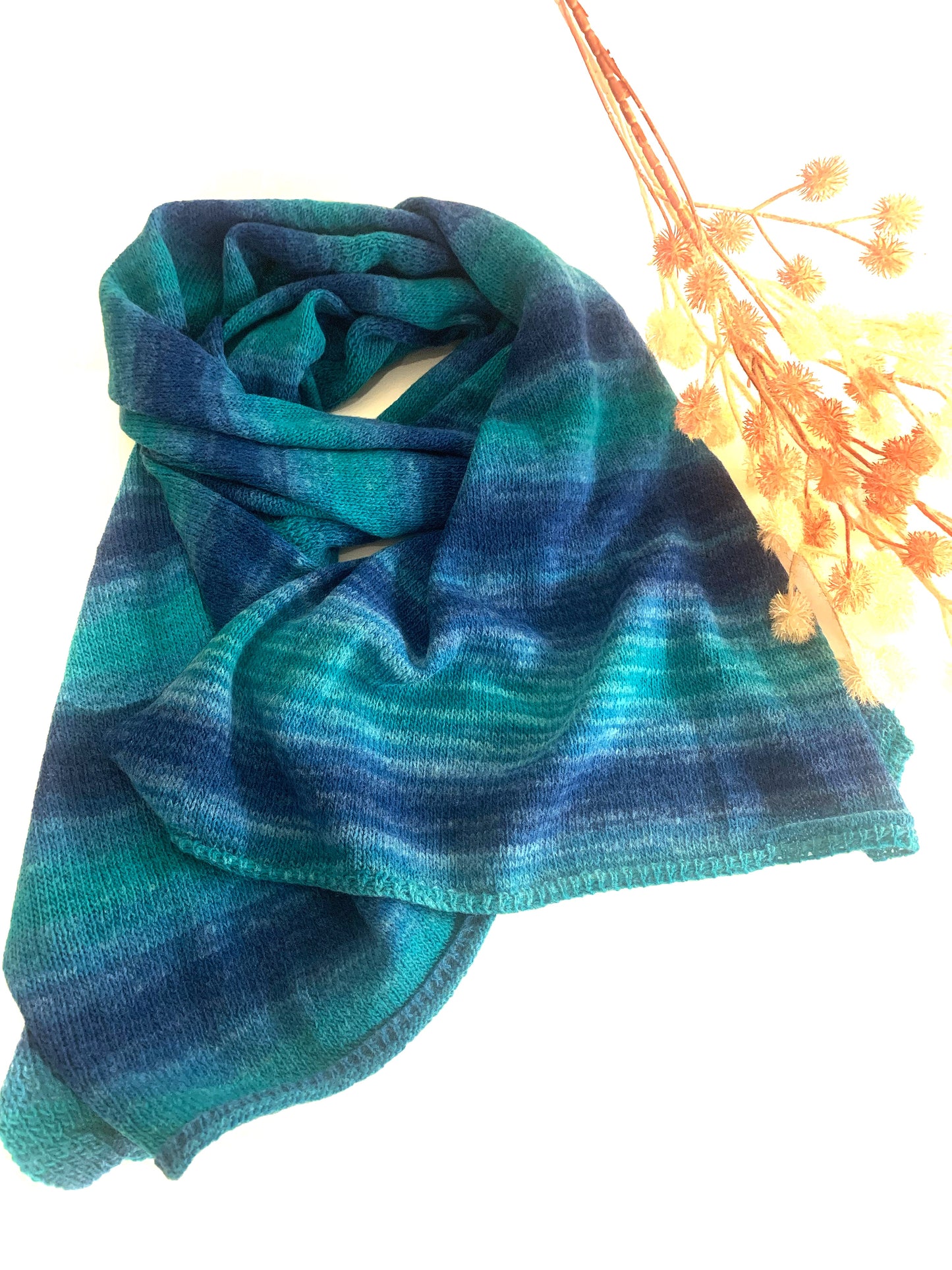 Tricot scarf - Sciarpa fatta a mano, colori sfumati e naturali