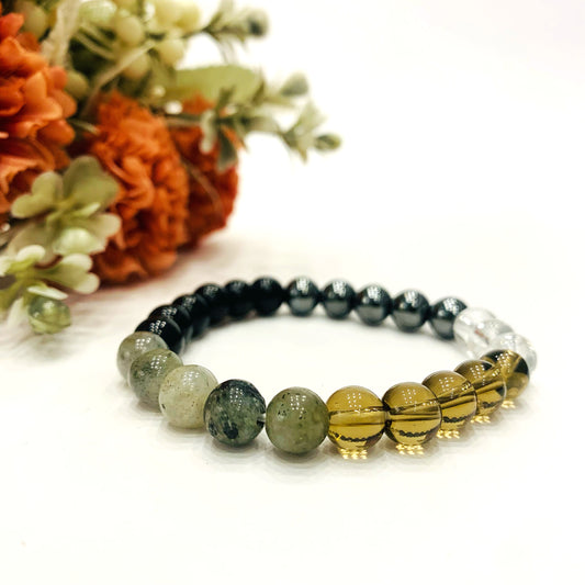 INDIAN DREAMS ~ BRACCIALE DI PROTEZIONE ED EQUILIBRIO ~ ELASTICIZZATO IN PIETRA DURA NATURALE