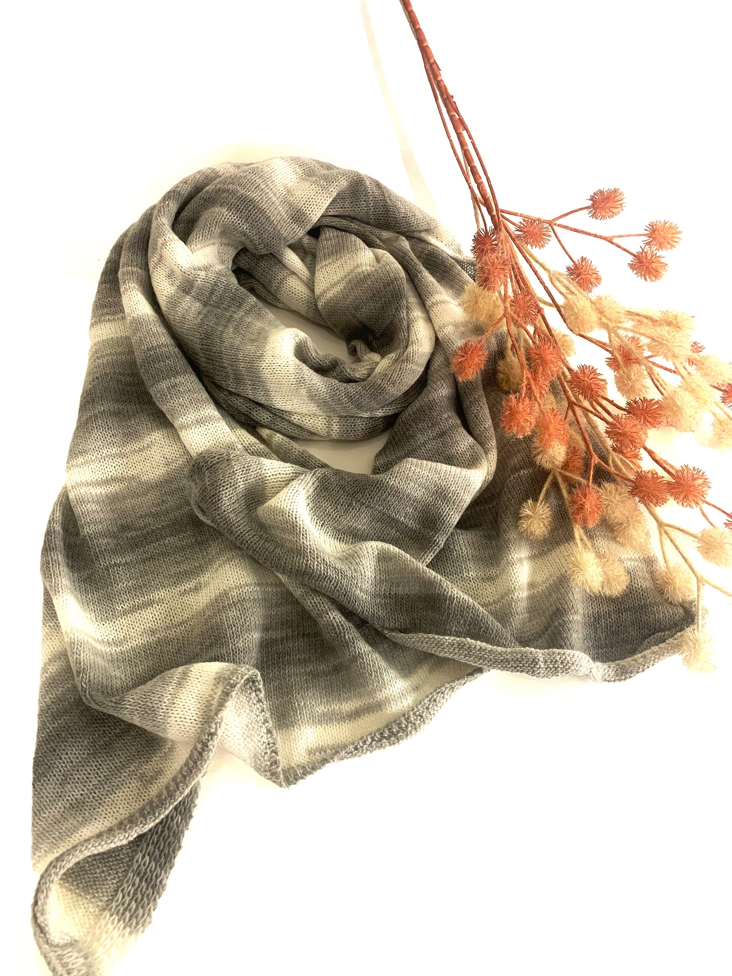 Tricot scarf - Sciarpa fatta a mano, colori sfumati e naturali