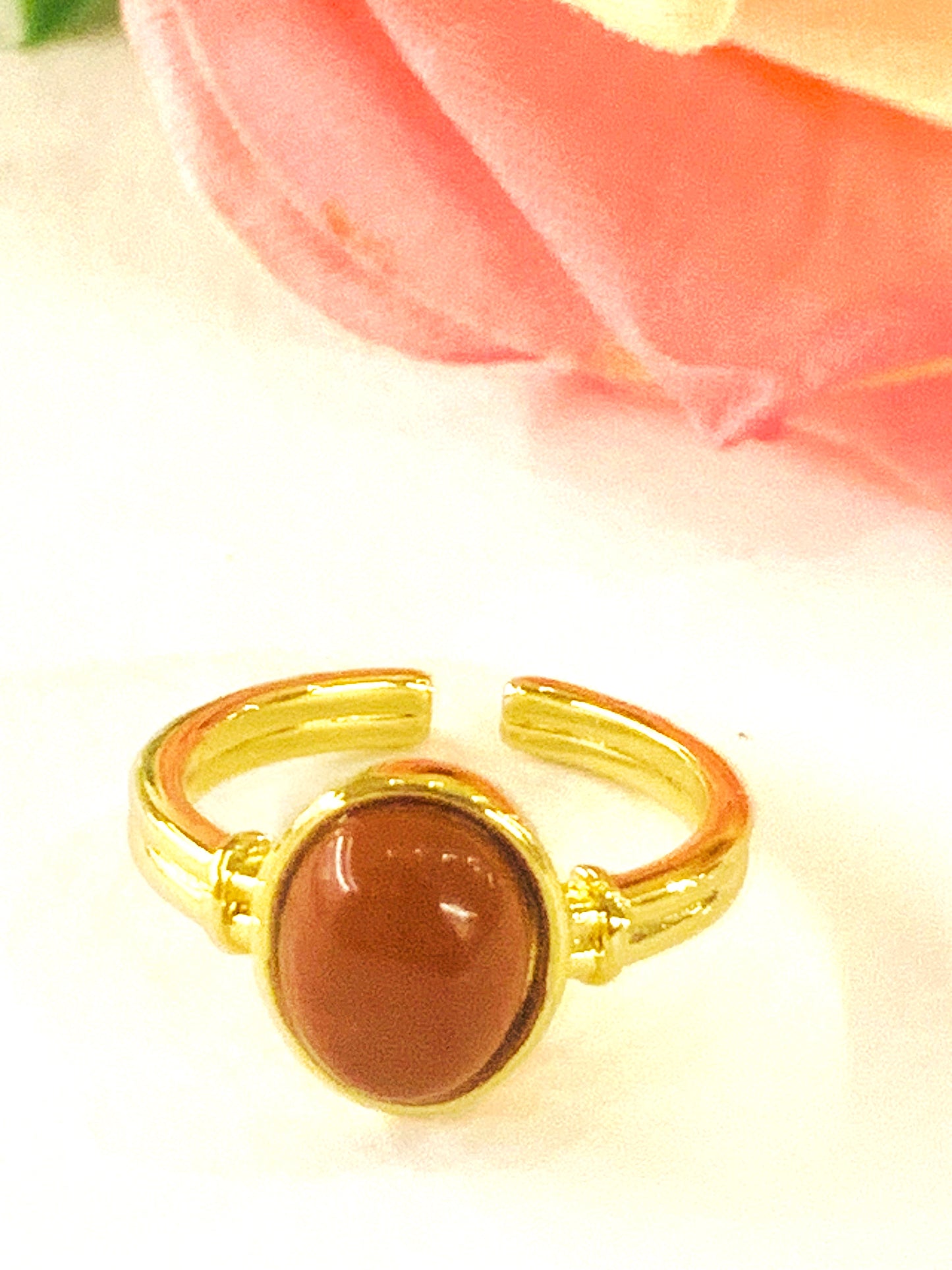 DRISHTI ~ Anello regolabile in acciaio inossidabile e PIETRE DURE naturale