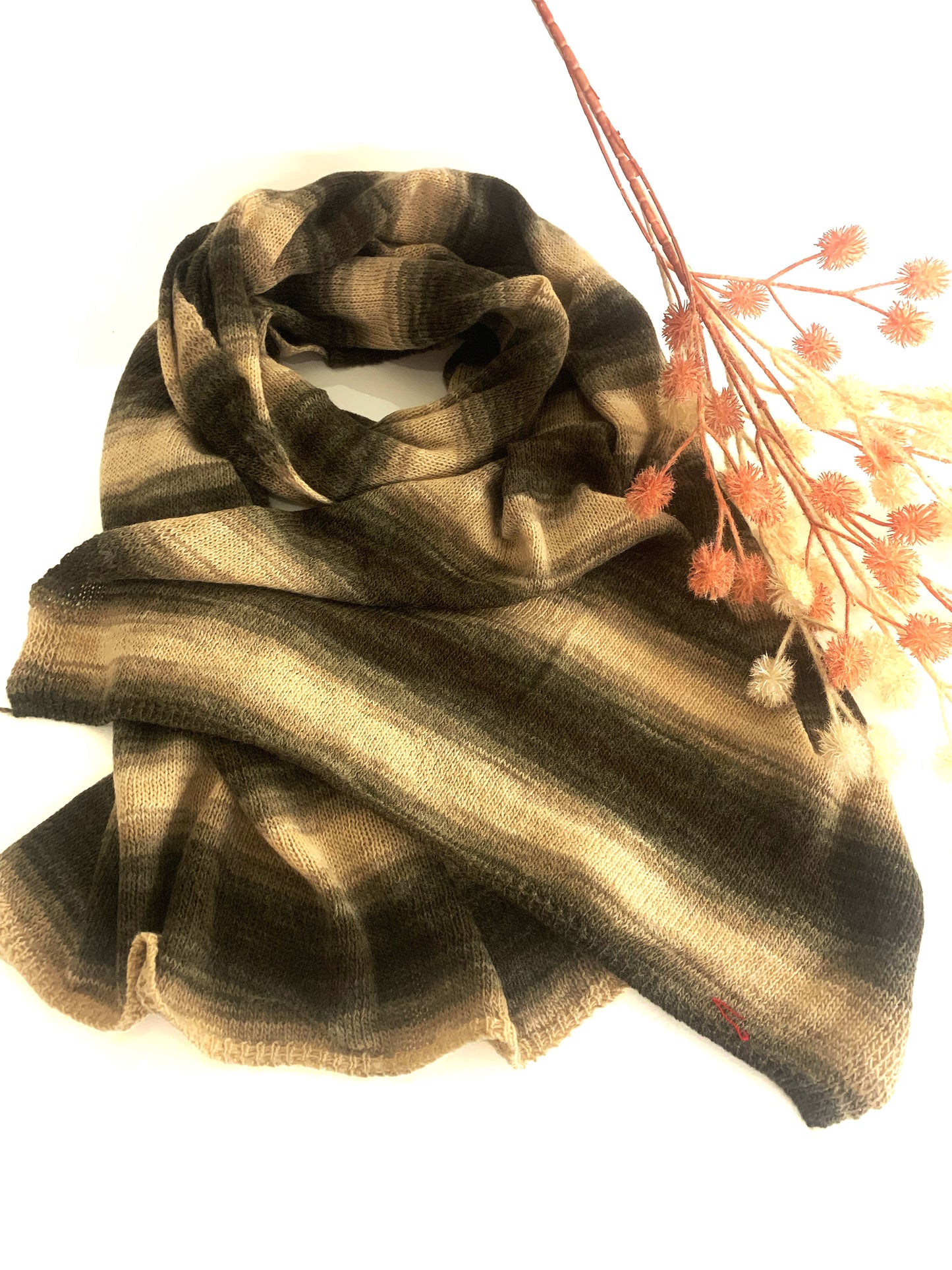 Tricot scarf - Sciarpa fatta a mano, colori sfumati e naturali