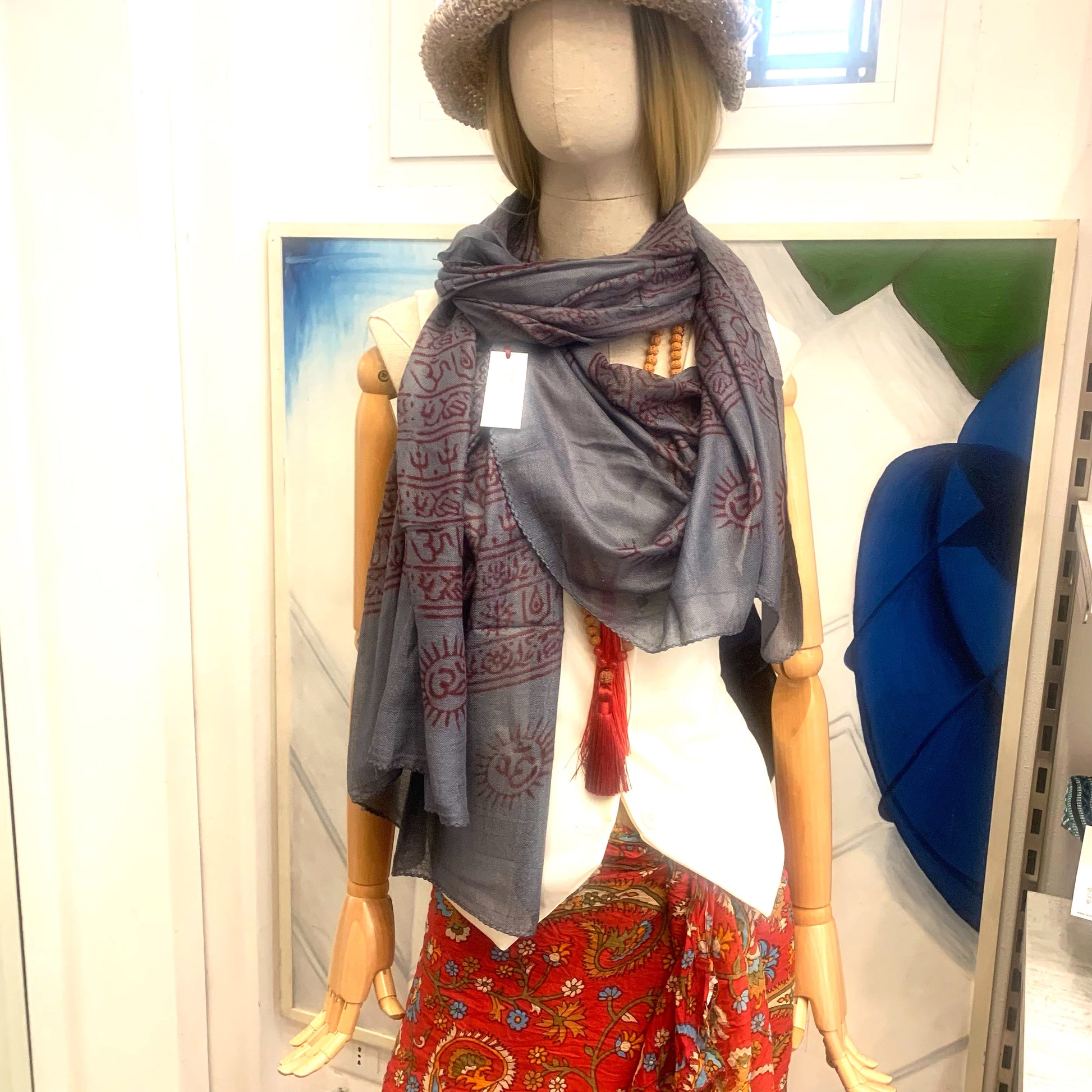 Scialle Per Yoga E Meditazione - Stile Boho Con Motivo Om - Unisex, 216x104 Cm - Foto 8