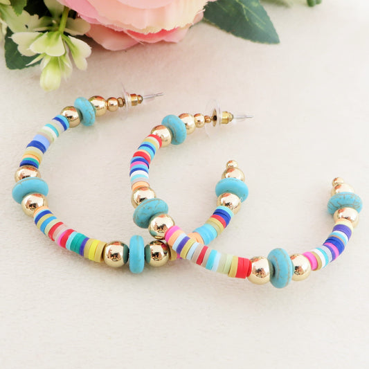 BIG HOOPS 7 CHAKRAS ~ ORECCHINI in Acciaio Inossidabile con pietre naturali