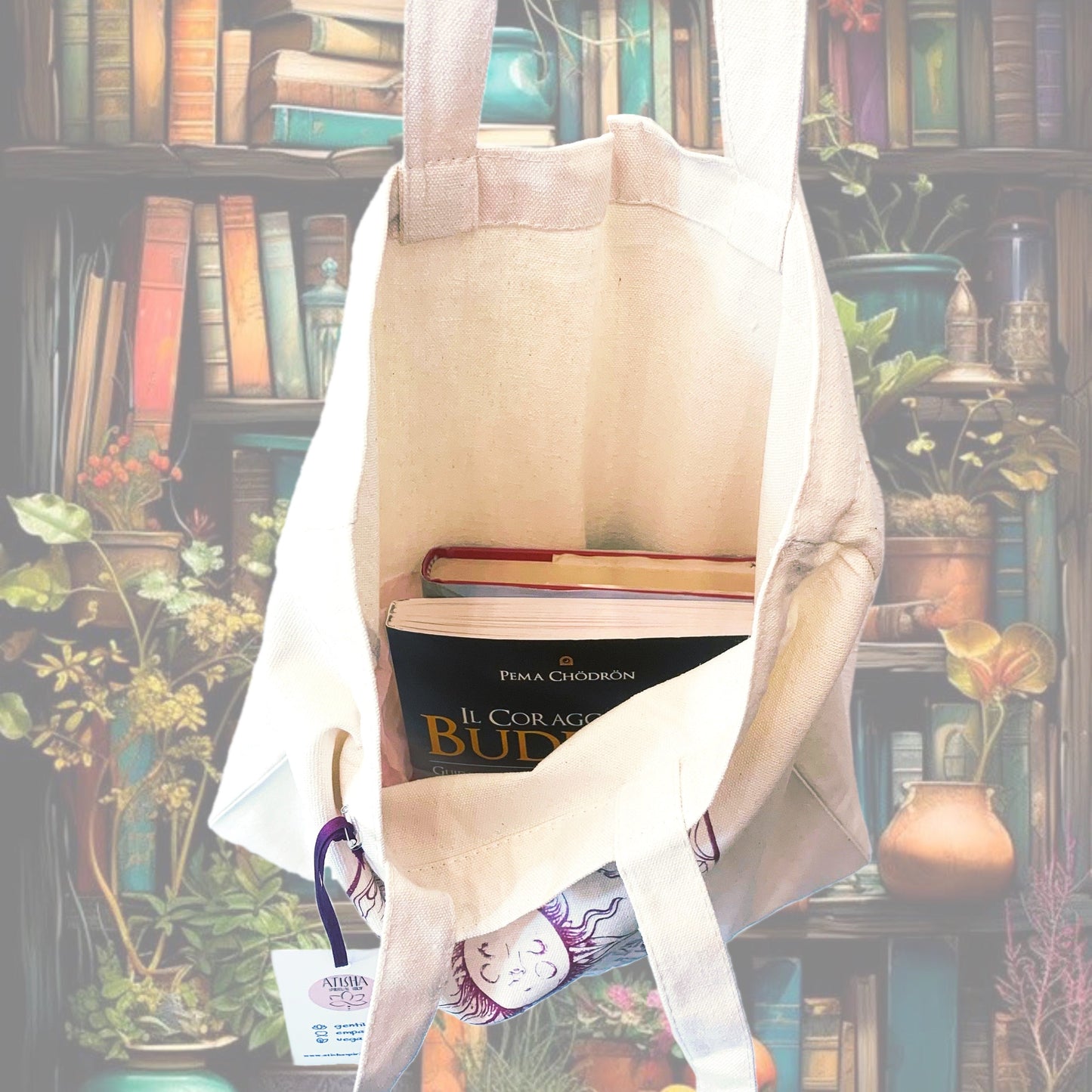 BOOKS ARE MAGIC ~ THE READER ~ BORSA SHOPPING IN TESSUTO ~ 100% COTONE