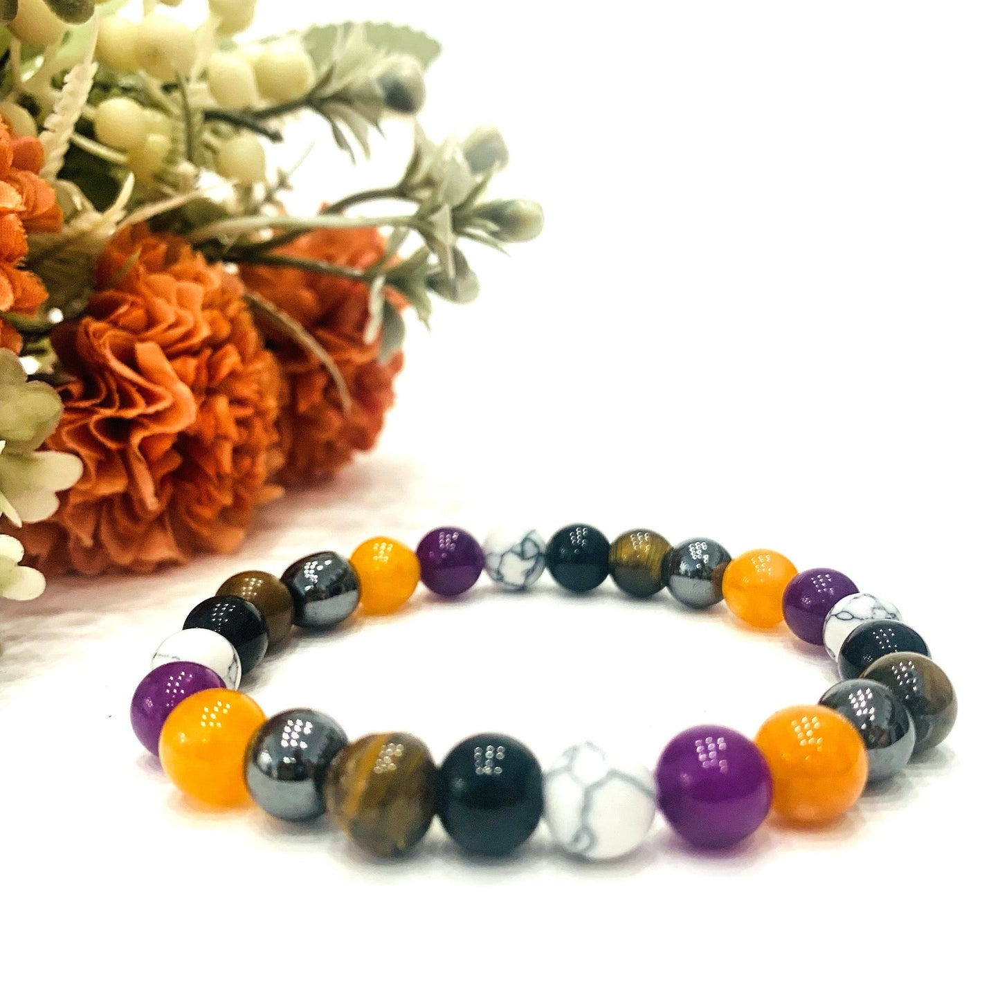 INDIAN DREAMS AGATA INDIANA ~ STABILITÀ ~ PACE INTERIORE ~ ARMONIA ~ BRACCIALE ELASTICIZZATO IN PIETRA DURA NATURALE