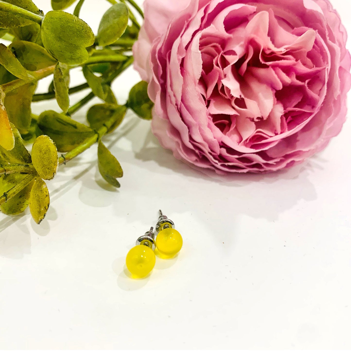 Sei Heki Studs ~ ORECCHINI a lobo in Acciaio Inossidabile con pietre naturali