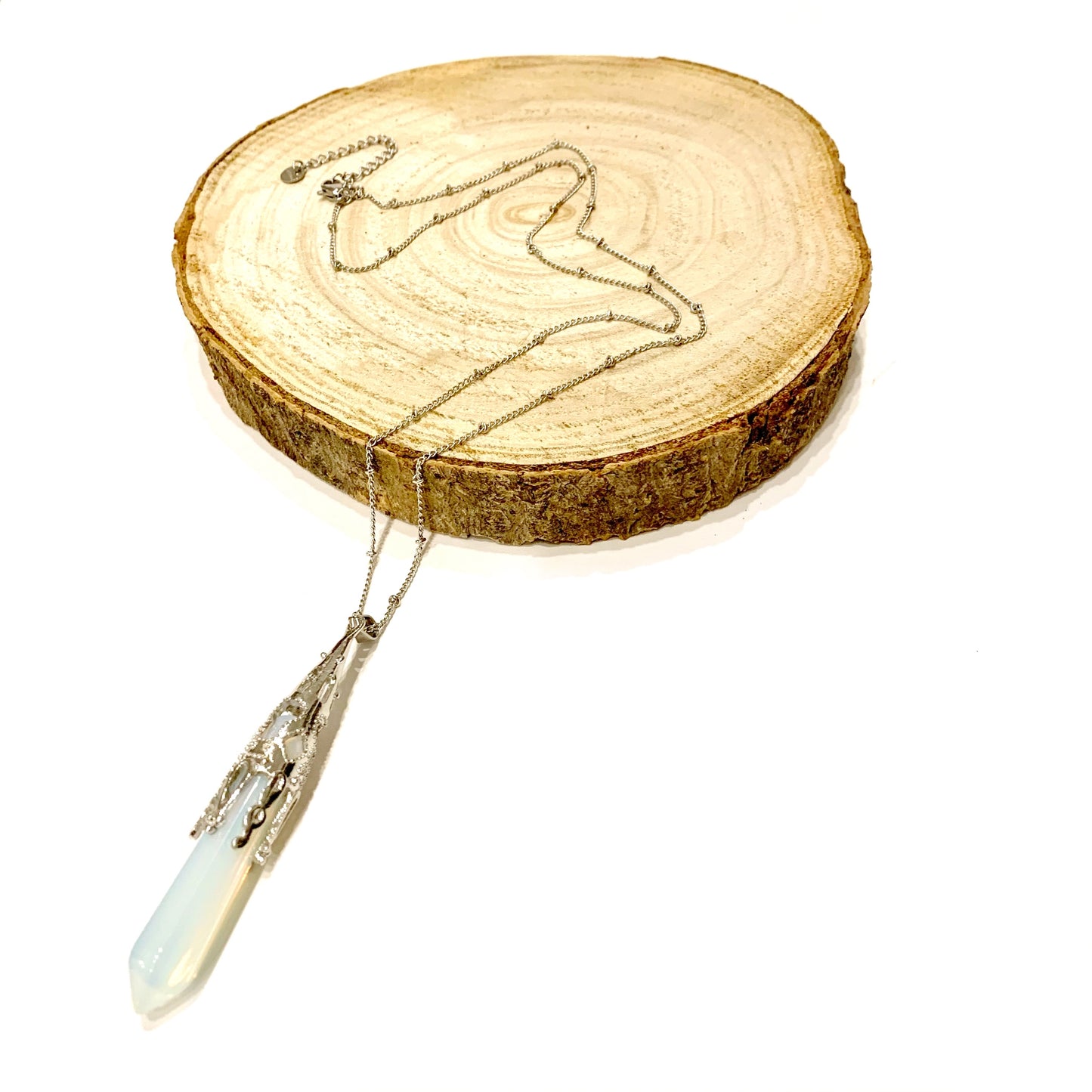 MUDRA~ COLLANA IN ACCIAIO CON CIONDOLO IN PIETRA DURA NATURALE