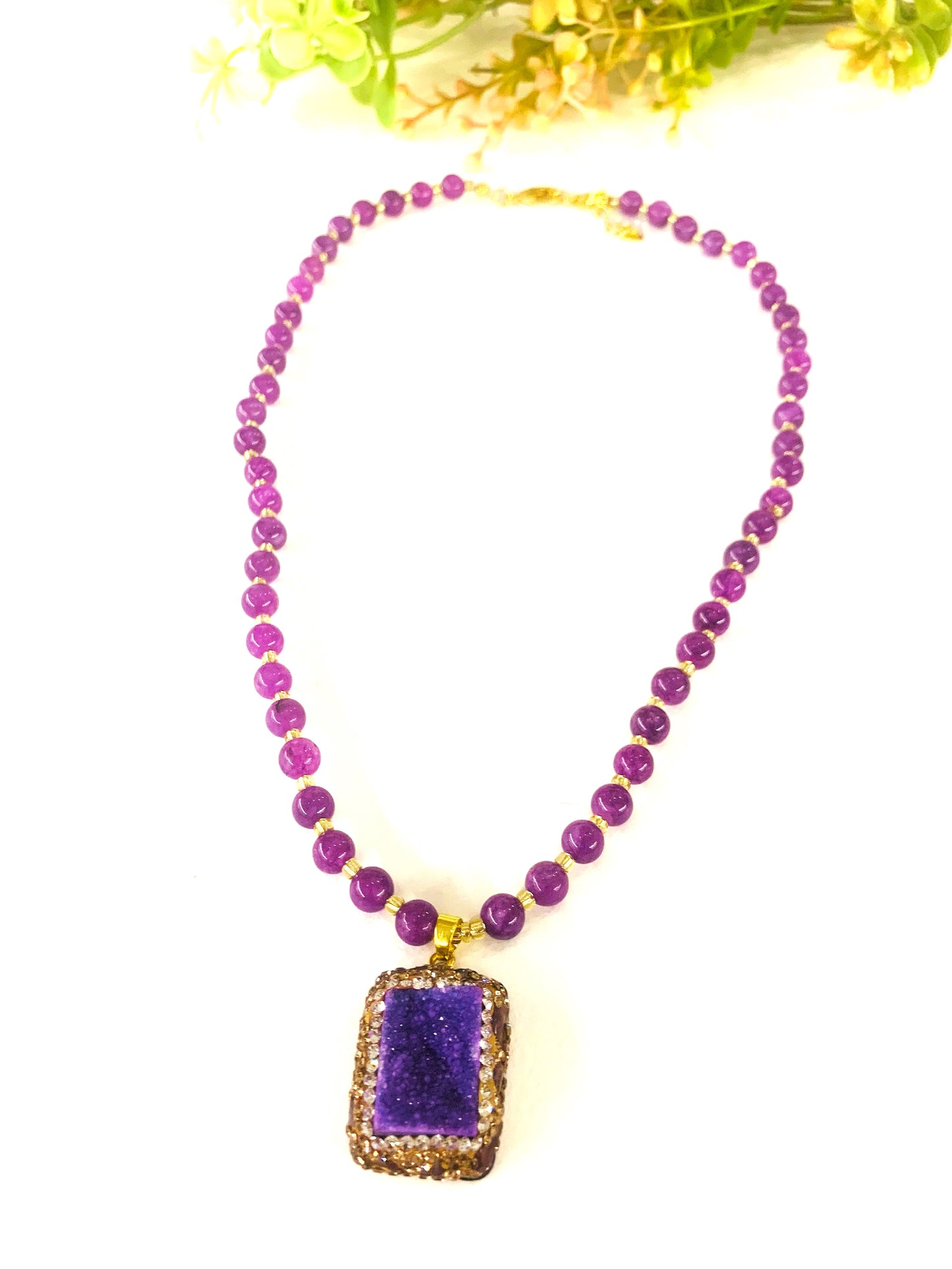 ISANA DRUSA RECTANGLE  ~ COLLANA ~ QUARZO NATURALE