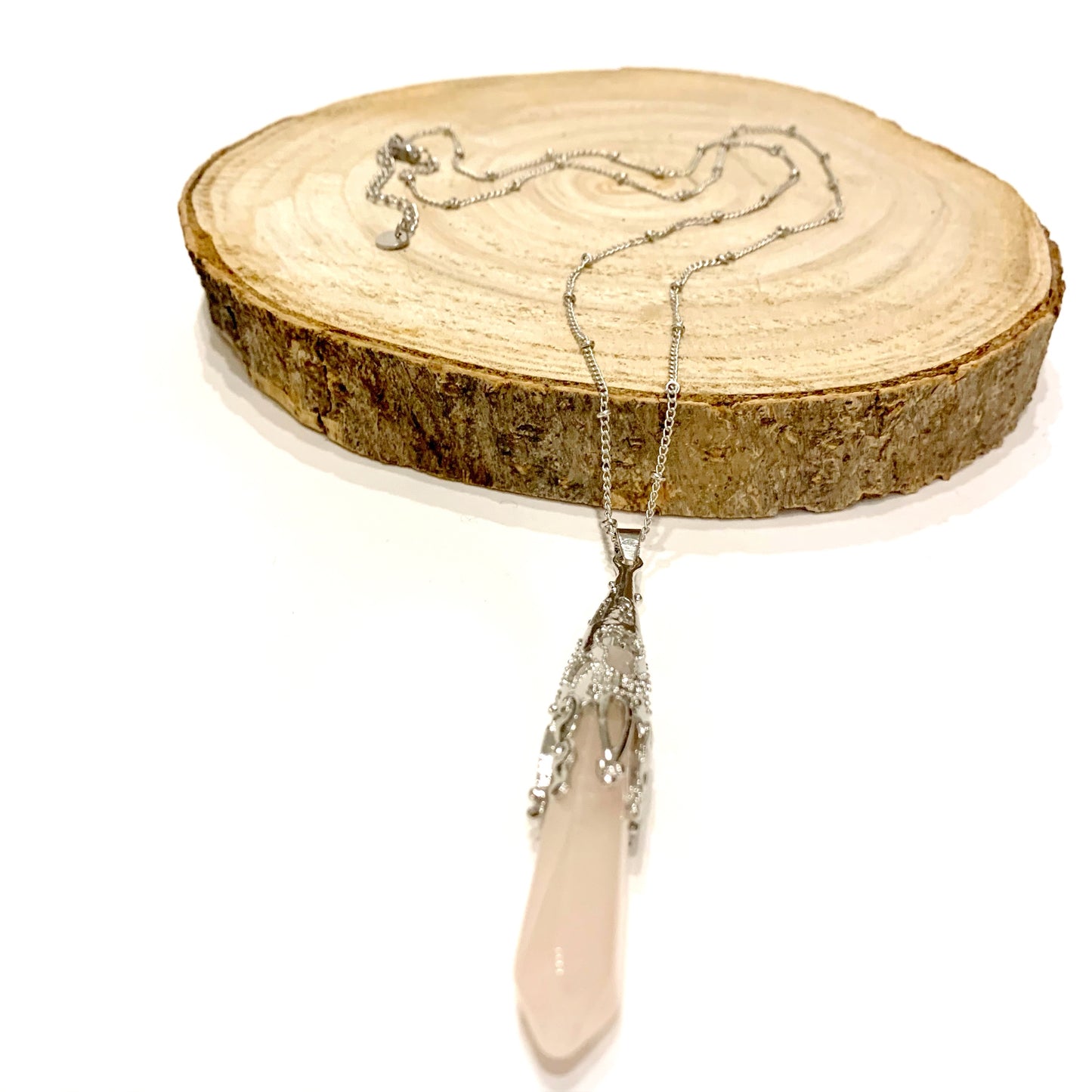MUDRA~ COLLANA IN ACCIAIO CON CIONDOLO IN PIETRA DURA NATURALE