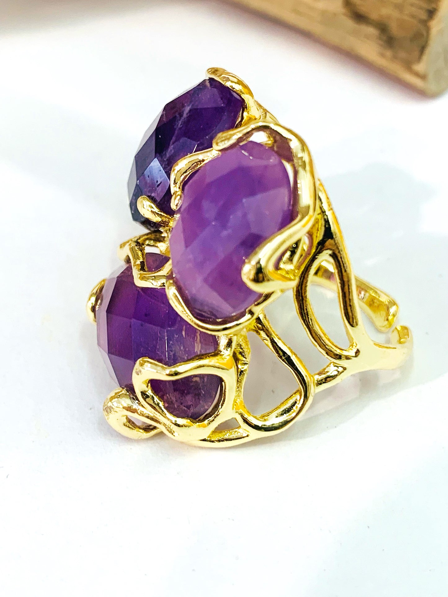 YIN E YANG  ~ anello vintage ~ con PIETRE DURE NATURALI ~ design fluido e artistico ~