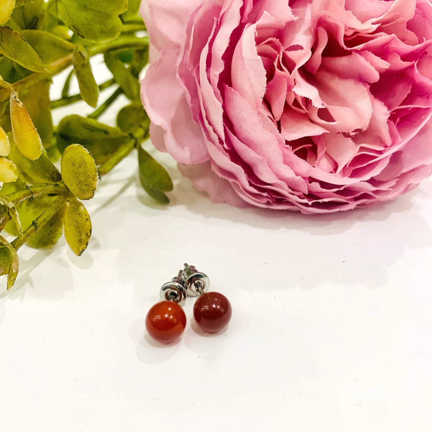 Sei Heki Studs ~ ORECCHINI a lobo in Acciaio Inossidabile con pietre naturali